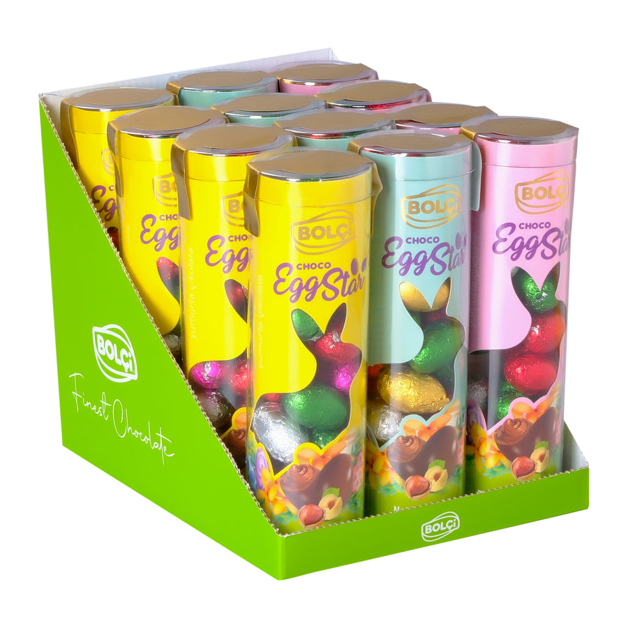 BOLCI-EGG STAR MILK CHOCO. 180gr x 12 pcs x 6 dp