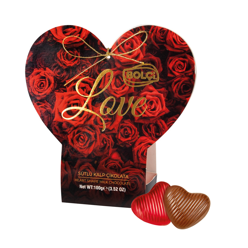 BOLCI-MILK CHOCO.HEART RED ROSES 100gr x 10 pcs