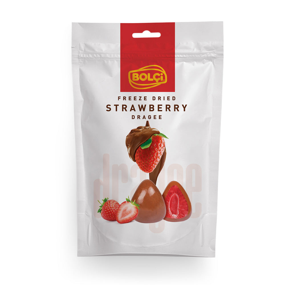 BOLCI-MILK CHOCO.STRAWBERRY DRAGE 80gr x 12 pcs