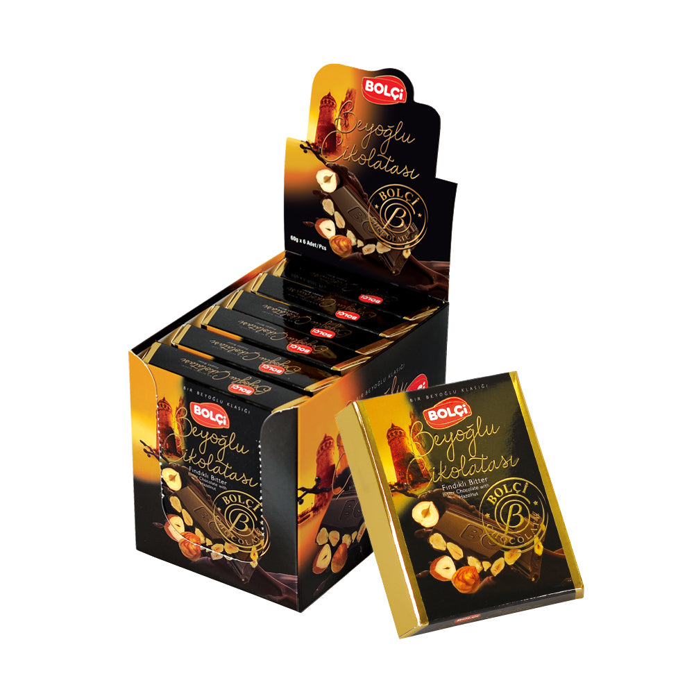 DARK CHOCO.WHOLE HAZELNUT TABLET 60gr x 6 pcs x 7 dp