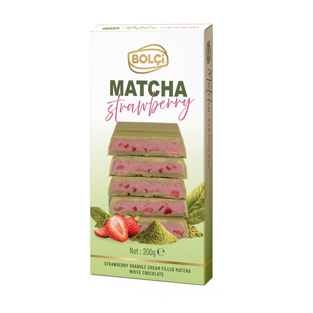 BOLCI-STRAWBERRY MATCHA WHITE CHOCO. 200gr x 14 pcs