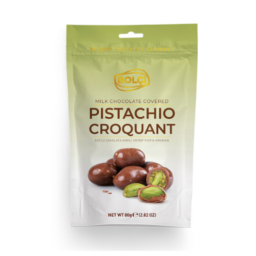 BOLCI-MILK CHOCO.PISTACHIO CROQUANT 80gr x 12 pcs