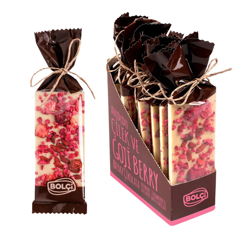 BOLCI-WHITE CHOC. RASPBERRY,STRAWBERRY&GOJIBERRY 60gr x 10 pcs x 5 dp