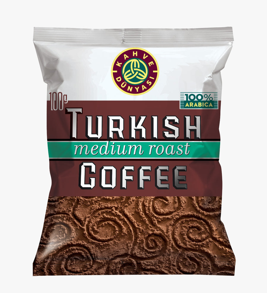 KAHVE DUNYASI-MEDIUM ROASTED TURKISH COFFEE 100gr x 12 pcs x 4 dp