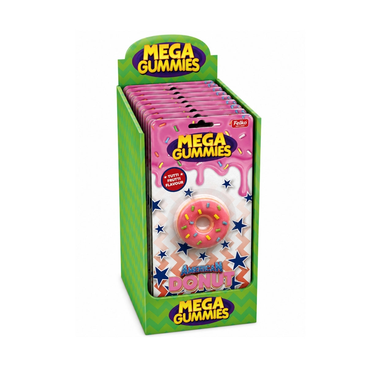 MEGA GUMMIES-AMERICAN DONUT 120gr x 13 pcs x 2 dp