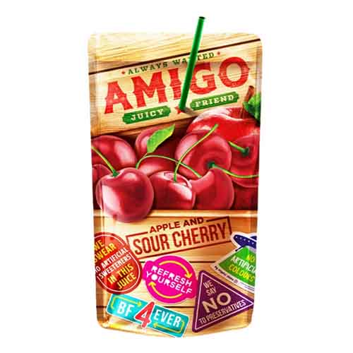 AMIGO-APPLE&SOURCHERRY JUICE 200ml x 8 pcs x 3 dp