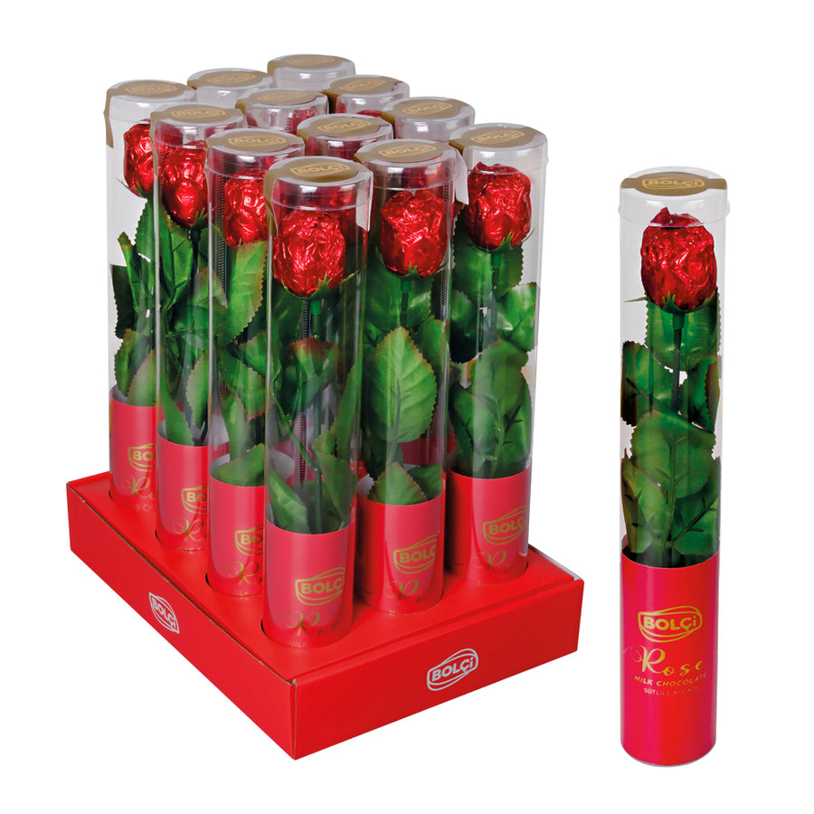 BOLCI-MILK CHOCO.ROSE CYLINDER 20gr x 12 pcs
