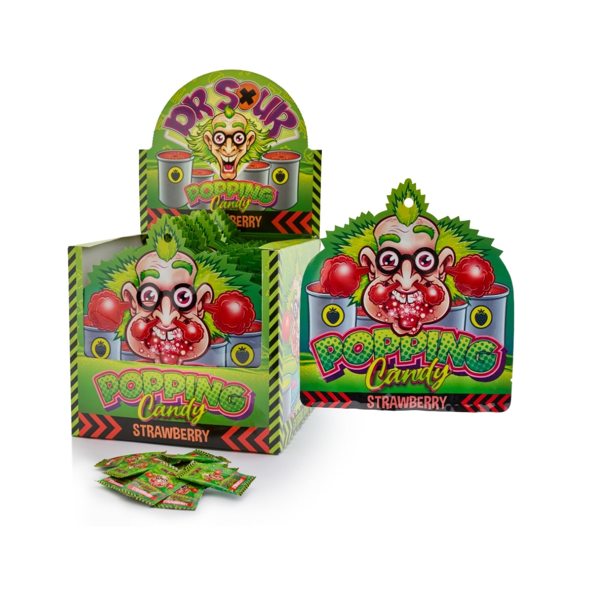 DR.SOUR-POPPING CANDY-STRAWBERRY 15gr x 20 pcs x 12 dp